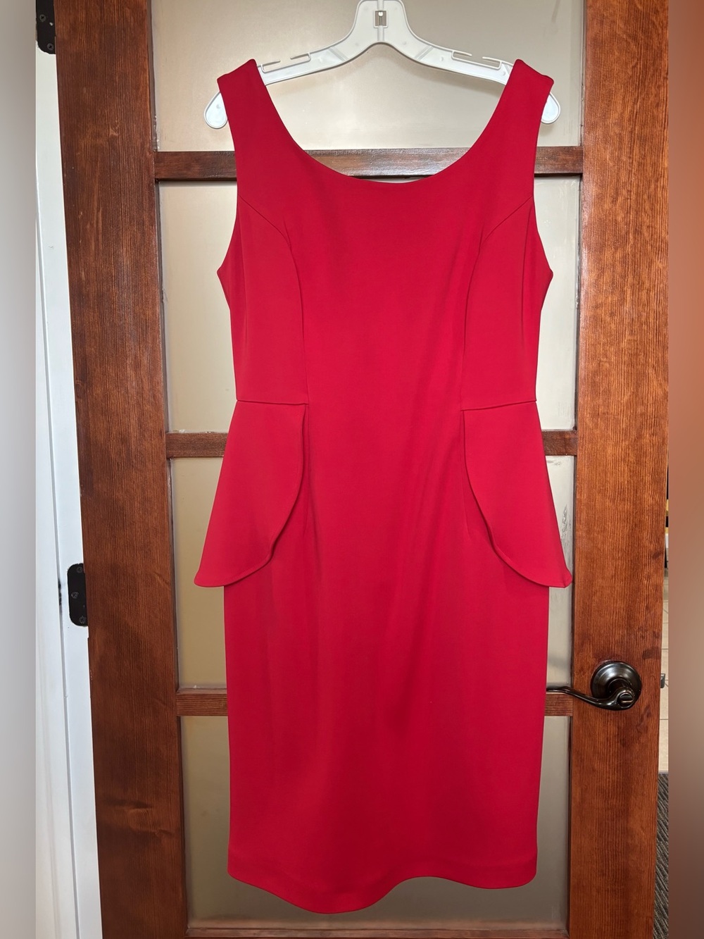 John Paul Ataker Red Dress with Peplum Panels
